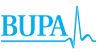 Blue Bupa logo with a heartbeat line on a transparent background