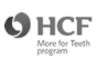 HCF logo featuring text and a stylized design element